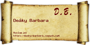 Deáky Barbara névjegykártya